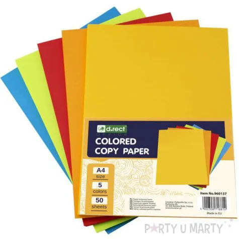 arkusze papierowe mix 5 kolorow a4 d rect 250 szt