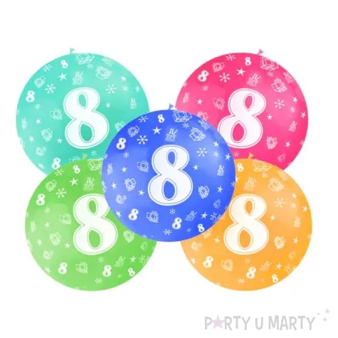 balon 1m urodziny 8 pastel mix 5 szt