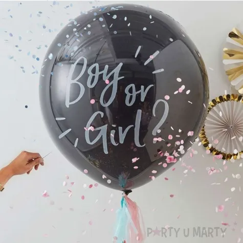 balon boy or girl czarno niebieski partypal 36