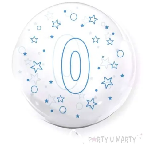 balon cyfra 0 niebieska transparentny tuban 18 rnd