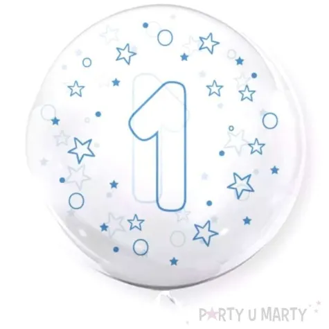 balon cyfra 1 niebieska transparentny tuban 18 orb