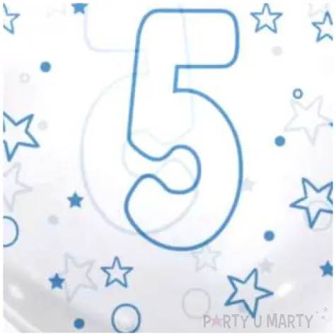 balon cyfra 5 niebieska transparentny tuban 18 orb