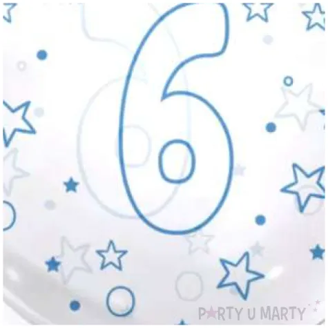 balon cyfra 6 niebieska transparentny tuban 18 orb
