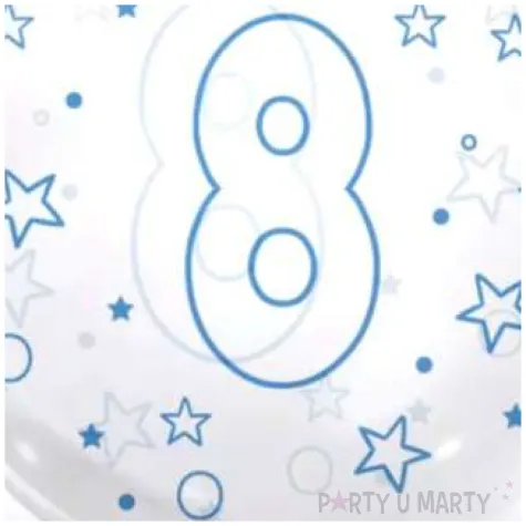balon cyfra 8 niebieska transparentny tuban 18 orb