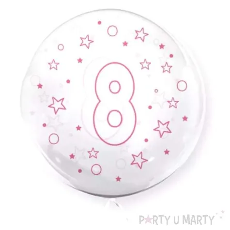 balon cyfra 8 rozowa transparentny tuban 18 orb