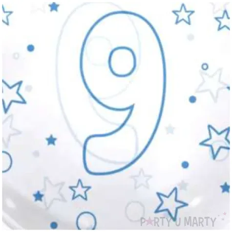 balon cyfra 9 niebieska transparentny tuban 18 orb