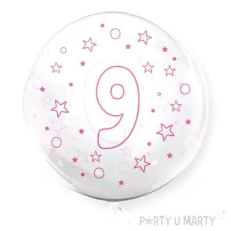 balon cyfra 9 rozowa transparentny tuban 18 orb