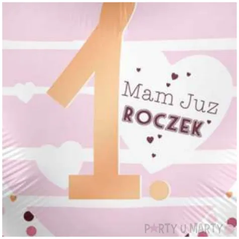 balon foliowy 1 mam roczek serce bialo rozowy premioloon 17 hrt