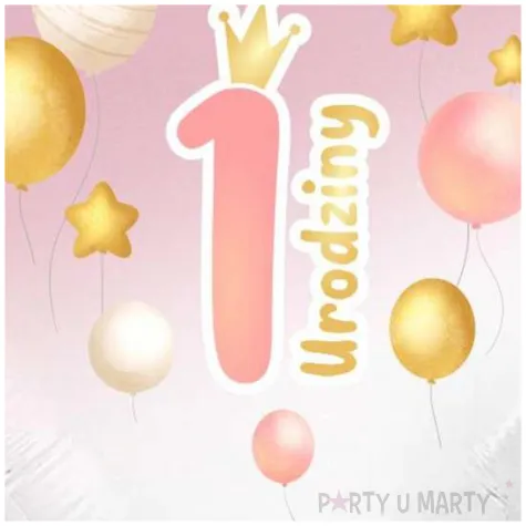 balon foliowy 1 urodziny baloniki rozowo bialy gradient 18 hrt