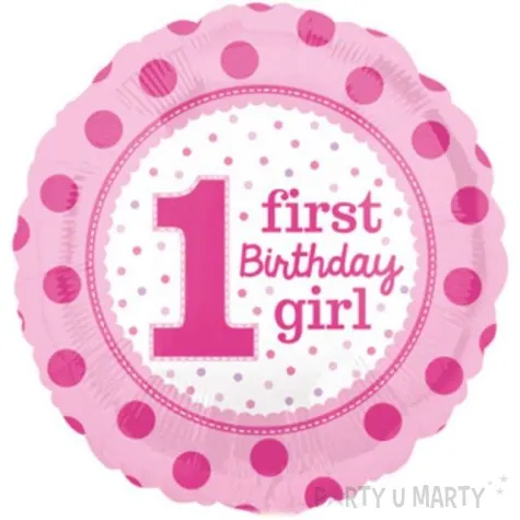 balon foliowy 1 urodziny dziewczynki rozowy amscan 17 rnd