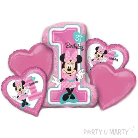 balon foliowy 1 urodziny myszka minnie amscan zestaw