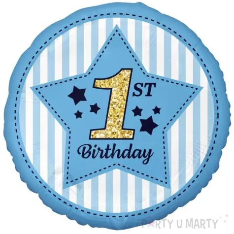 balon foliowy 1 urodziny niebieski godan 18 rnd