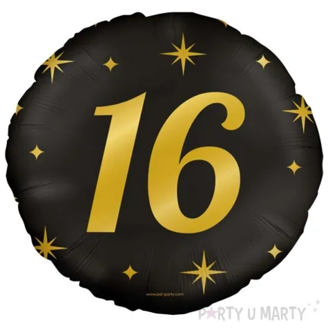 balon foliowy 16 urodziny classy party zloto czarny pd party 18 rnd