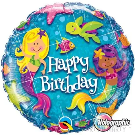 balon foliowy 18 happy birthday z syrenkami