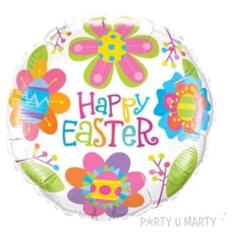 balon foliowy 18 happy easter pisanki i kwiatki