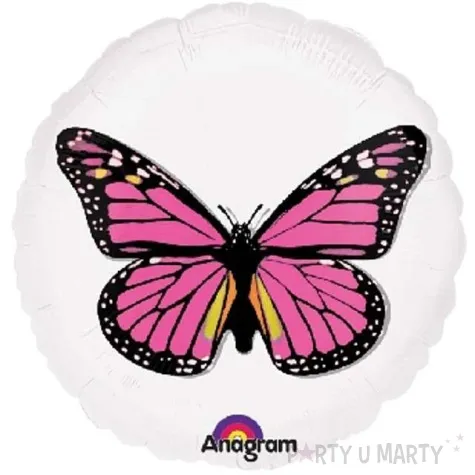 balon foliowy 18 rozowy motyl
