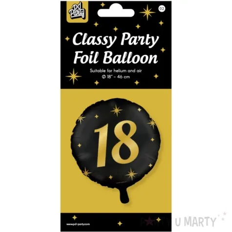 balon foliowy 18 urodziny classy party zloto czarny pd party 18 rnd