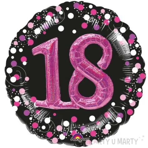 balon foliowy 18 urodziny glitz czarno rozowy amscan rnd