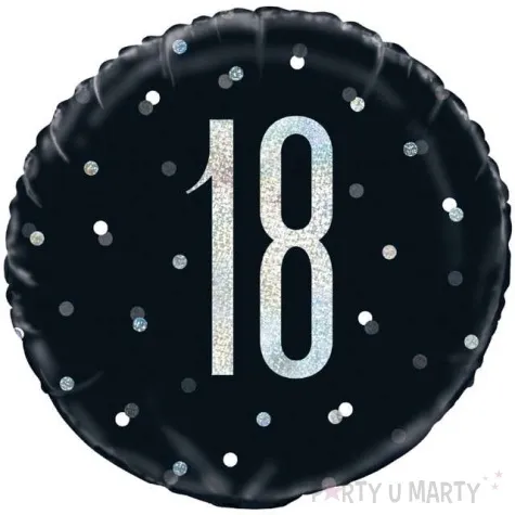 balon foliowy 18 urodziny glitz grochy czarny unique 18 rnd