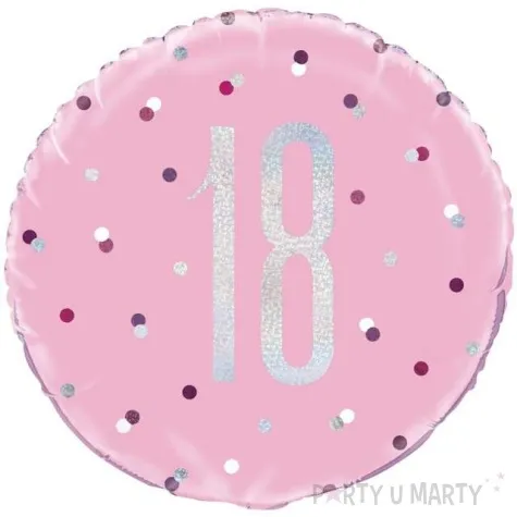 balon foliowy 18 urodziny glitz grochy rozowy unique 18 rnd