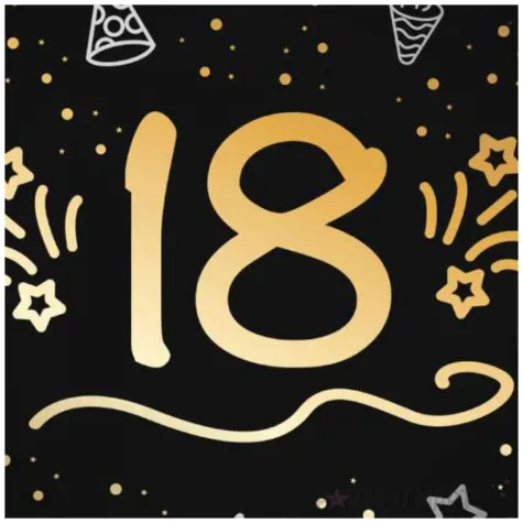 balon foliowy 18 urodziny shining glam czarny zloty folat 18 rnd