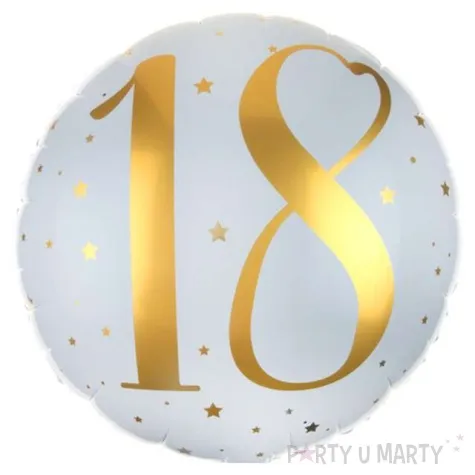 balon foliowy 18 urodziny zlote bialy santex 18 rnd