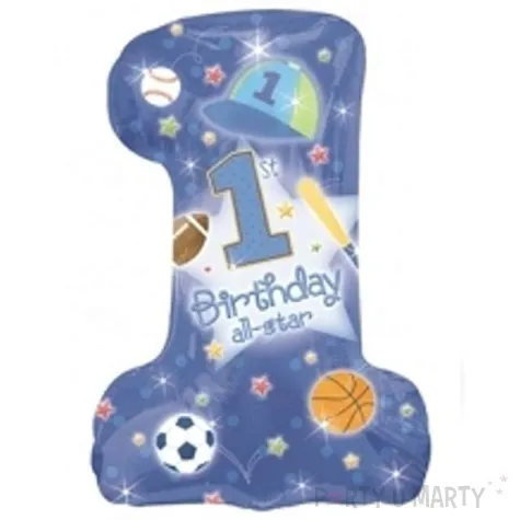 balon foliowy 1st birthday boy niebieski qualatex 28 dgt