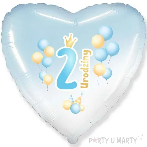 balon foliowy 2 urodziny baloniki blekitno bialy gradient 18 hrt