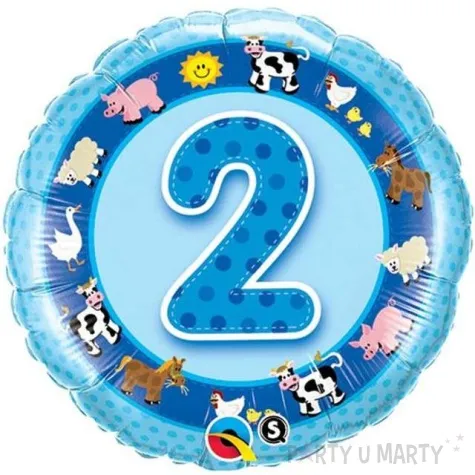balon foliowy 2 urodziny niebieski qualatex 18 rnd