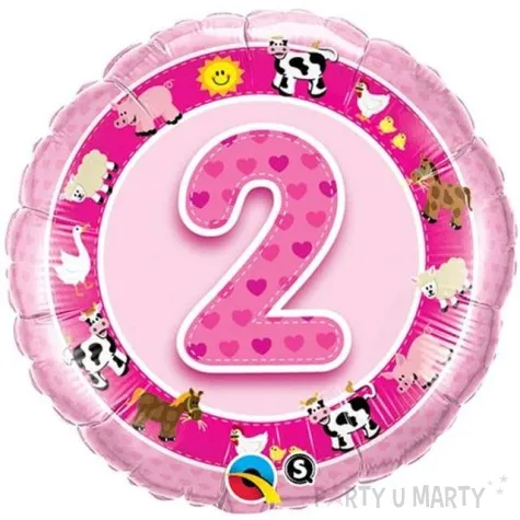 balon foliowy 2 urodziny rozowy qualatex 18 rnd