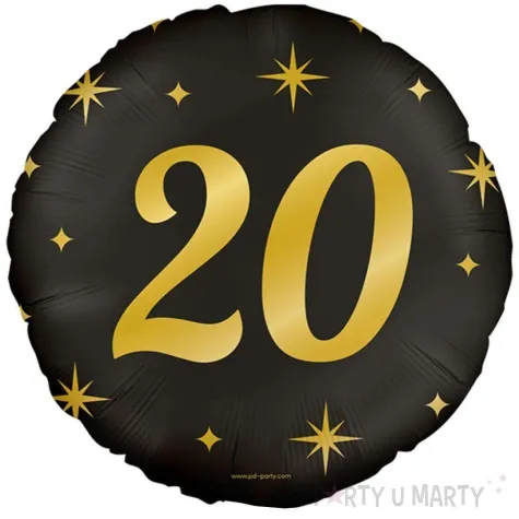 balon foliowy 20 urodziny classy party zloto czarny pd party 18 rnd