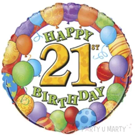 balon foliowy 21 urodziny baloniki unique 18 rnd