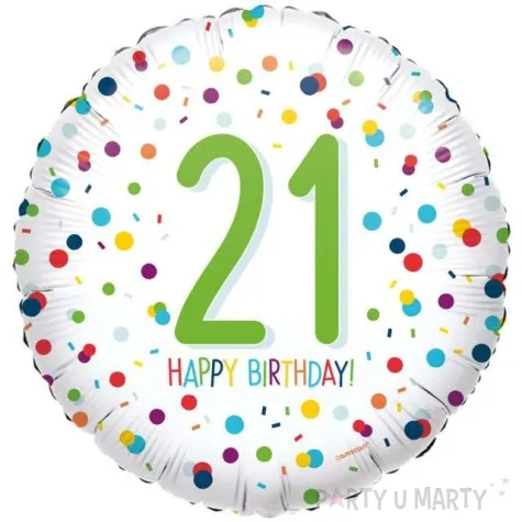 balon foliowy 21 urodziny happy birthday konfetti amscan 16 rnd