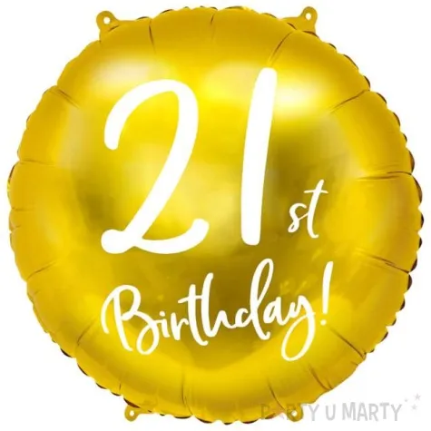 balon foliowy 21st birthday zloty partydeco 18 rnd