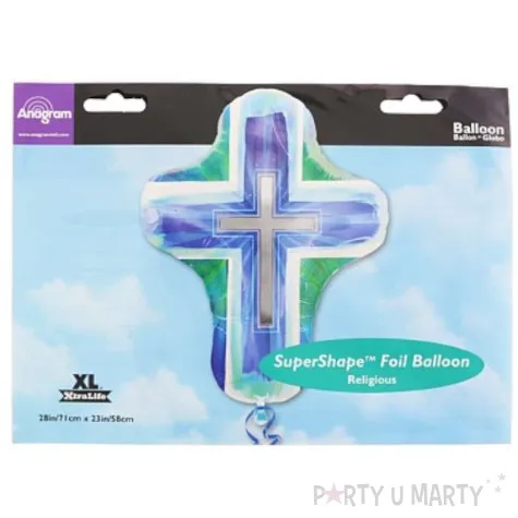 balon foliowy 24 krzyz niebieski