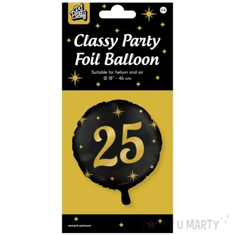 balon foliowy 25 urodziny classy party zloto czarny pd party 18 rnd