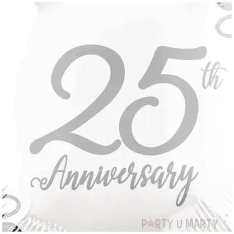 balon foliowy 25th anniversary dekoracja na rocznice slubu jubileusz srebrne gody 18 rnd