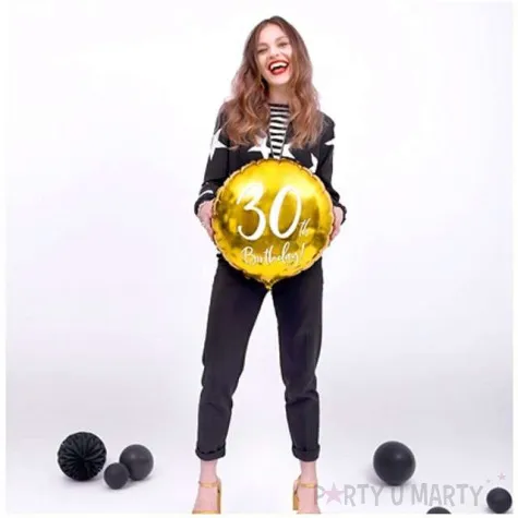 balon foliowy 30 urodziny 30th birthday zloty partydeco 18 rnd