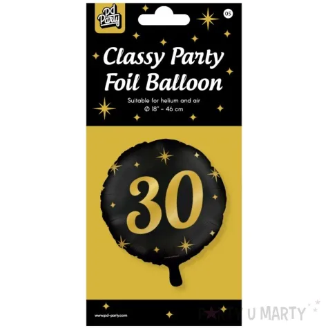 balon foliowy 30 urodziny classy party zloto czarny pd party 18 rnd