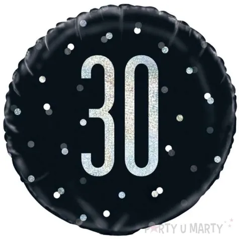 balon foliowy 30 urodziny glitz grochy czarny unique 18 rnd
