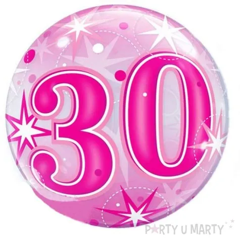 balon foliowy 30 urodziny gwiazdki rozowy qualatex bubbles 22 orb