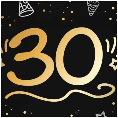 balon foliowy 30 urodziny shining glam czarny zloty folat 18 rnd