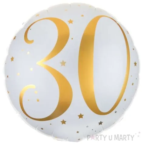 balon foliowy 30 urodziny zlote bialy santex 18 rnd