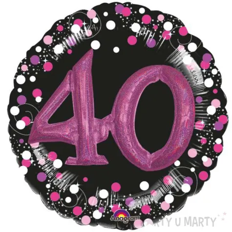balon foliowy 40 urodziny glitz czarno rozowy amscan shp