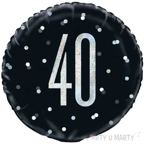balon foliowy 40 urodziny glitz grochy czarny unique 18 rnd