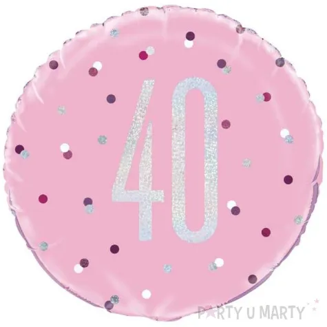 balon foliowy 40 urodziny glitz grochy rozowy unique 18 rnd