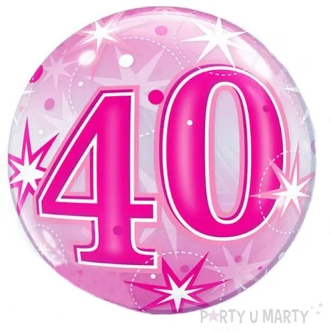balon foliowy 40 urodziny gwiazdki rozowy qualatex bubbles 22 orb