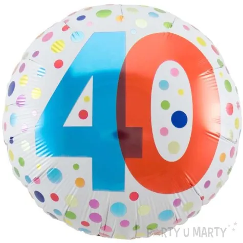 balon foliowy 40 urodziny rainbow bialy folat 18 rnd