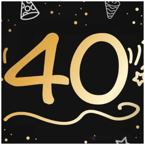 balon foliowy 40 urodziny shining glam czarny zloty folat 18 rnd