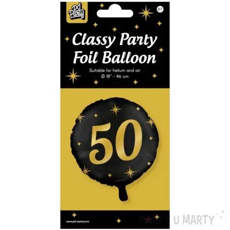 balon foliowy 50 urodziny classy party zloto czarny pd party 18 rnd